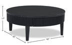 Sanford 42” Contemporary Round Solid Wood Coffee Table with Storage - Black | Table à café ronde contemporaine Sanford de 42 po en bois massif avec rangement - noire