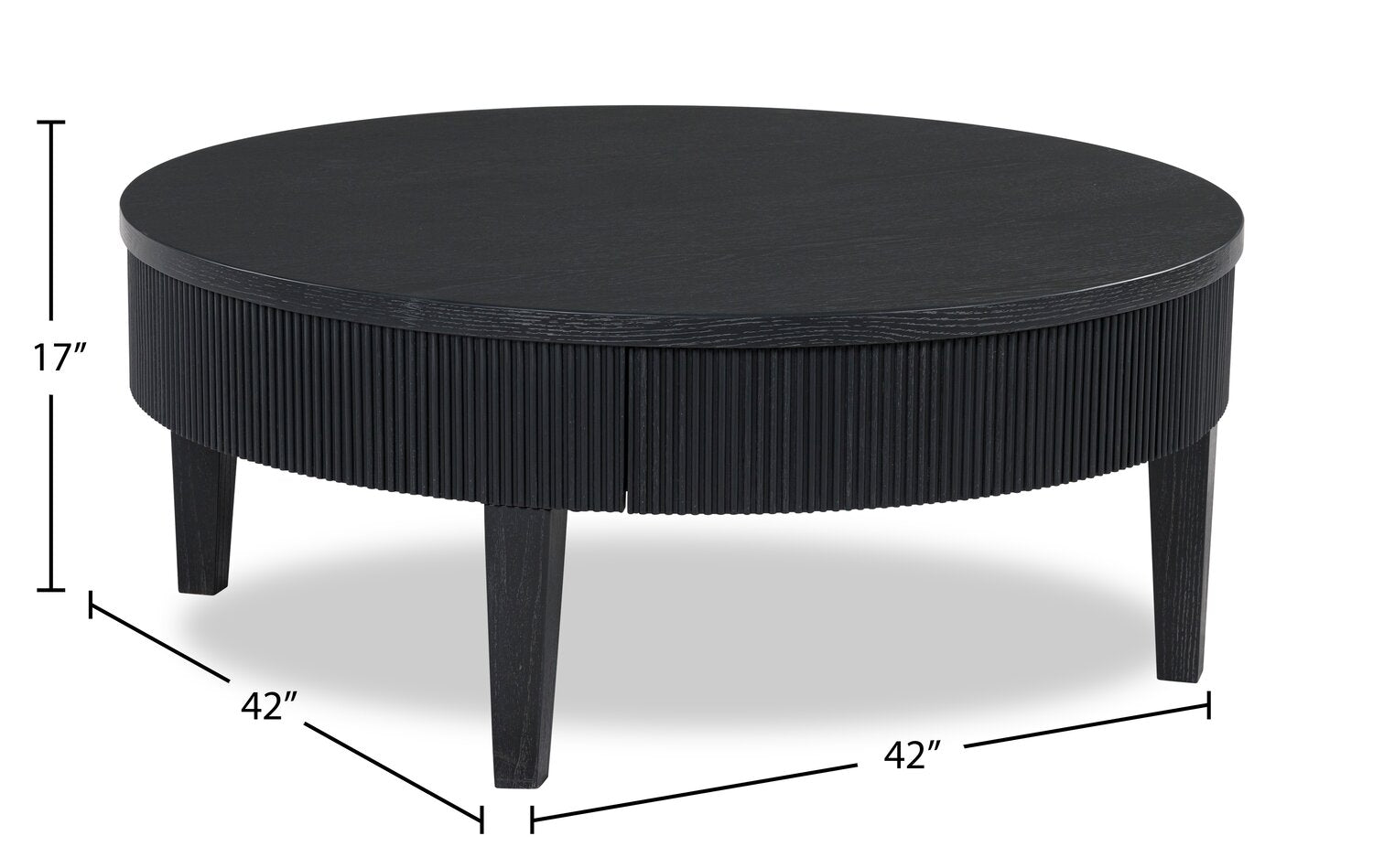 Sanford 42” Contemporary Round Solid Wood Coffee Table with Storage - Black | Table à café ronde contemporaine Sanford de 42 po en bois massif avec rangement - noire
