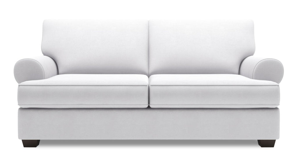 Made in Canada Customizable Sofa Lab Roll 76" Linen-Look Fabric Condo Size Sofa with Rolled Arms - Pax Ice White | Sofa Roll de Sofa Lab de 76 po de format condo fabriqué au Canada en tissu d’apparence lin - blanc Pax Ice | RO093449