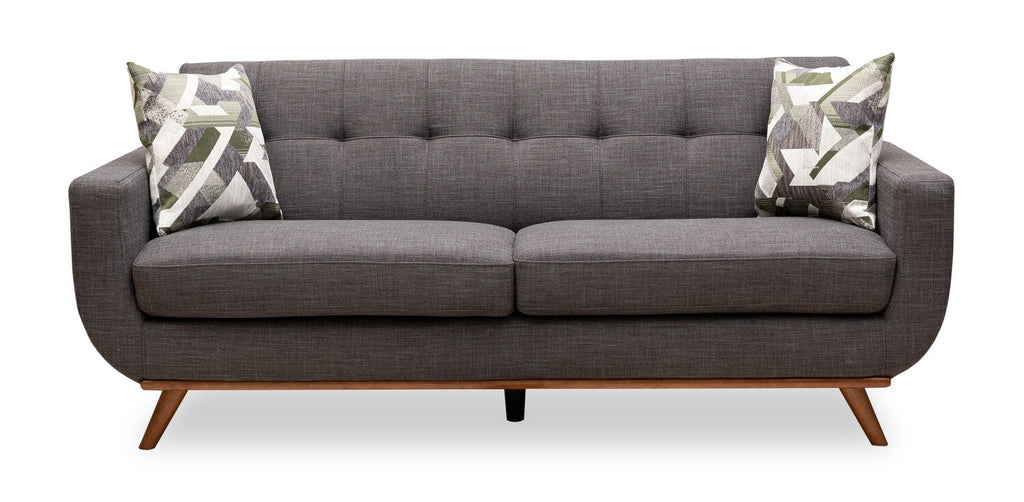 Kort & Co. Freeman 80” Linen-Look Fabric Condo Size Sofa with Wood Legs - Charcoal Grey | Sofa Freeman de Kort & Co. de 80 po de format condo en tissu d’apparence lin avec base et pattes en bois - gris anthracite