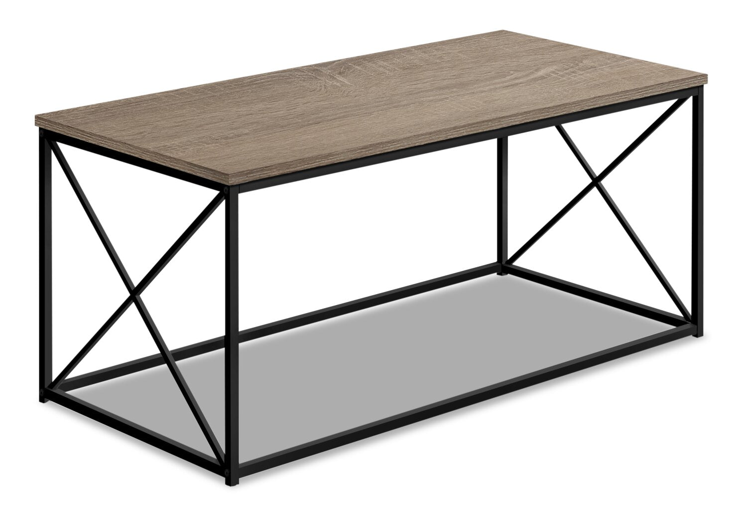 Millie 40.5" Modern Coffee Table - Taupe with Black Metal Base|Table à café moderne Millie de 40,5 po - taupe avec base en métal noir