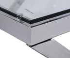 Nixon 47.25" Modern Glass Top Coffee Table - Chrome with Metal Base|Table à café moderne Nixon de 47,25 po avec dessus en verre - chromée avec base en métal
