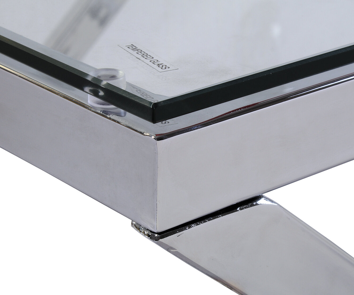 Nixon 47.25" Modern Glass Top Coffee Table - Chrome with Metal Base|Table à café moderne Nixon de 47,25 po avec dessus en verre - chromée avec base en métal