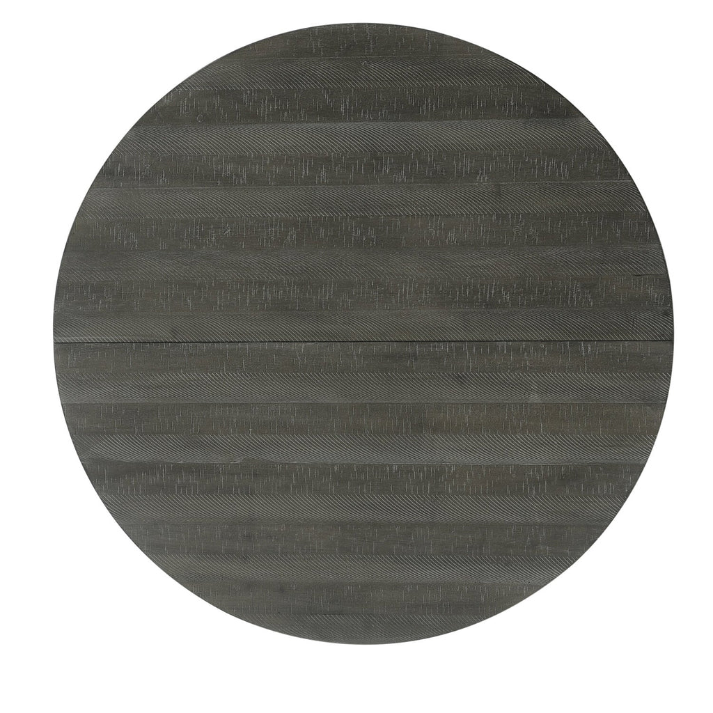 Alto Round Dining Table with 48-66"W Extension, Trestle Base - Grey | Table de salle à manger ronde Alto de 48 po à 66 po avec rallonge et base à tréteaux - grise