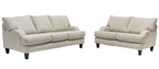 Made in Canada Nofia 80" Chenille Fabric Sofa with Two Accent Pillows and Wood Legs - Linen Beige | Sofa Nofia de 80 po fabriqué au Canada en tissu de chenille avec 2 coussins décoratifs et pattes en bois - beige lin