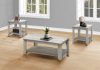 Lincoln 42" Traditional 3-Pack Coffee + 2 End Tables with Shelf - Grey |Ensemble 3 tables traditionnelles Lincoln de 42 po (table à café et 2 tables de bout) avec tablette - gris