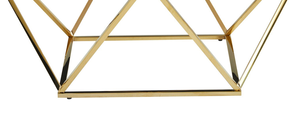 Amanda 31.5" Modern Square Coffee Table - White Marble Top with Gold Metal Base | Table à café carrée moderne Amanda de 31,5 po - dessus en marbre blanc avec base en métal doré