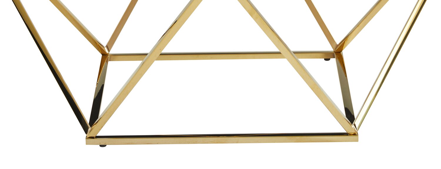 Amanda 31.5" Modern Square Coffee Table - White Marble Top with Gold Metal Base | Table à café carrée moderne Amanda de 31,5 po - dessus en marbre blanc avec base en métal doré