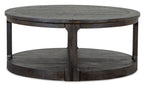 Axl 40" Traditional Round Coffee Table with Shelf - Dark Grey-Brown Wood|Table à café ronde traditionnelle Axl de 40 po avec tablette - bois gris-brun foncé