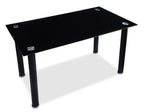 Onyx Dining Table with Glass Top, 55"W - Black | Table de salle à manger Onyx de 55 po (L) avec dessus en verre - noire
