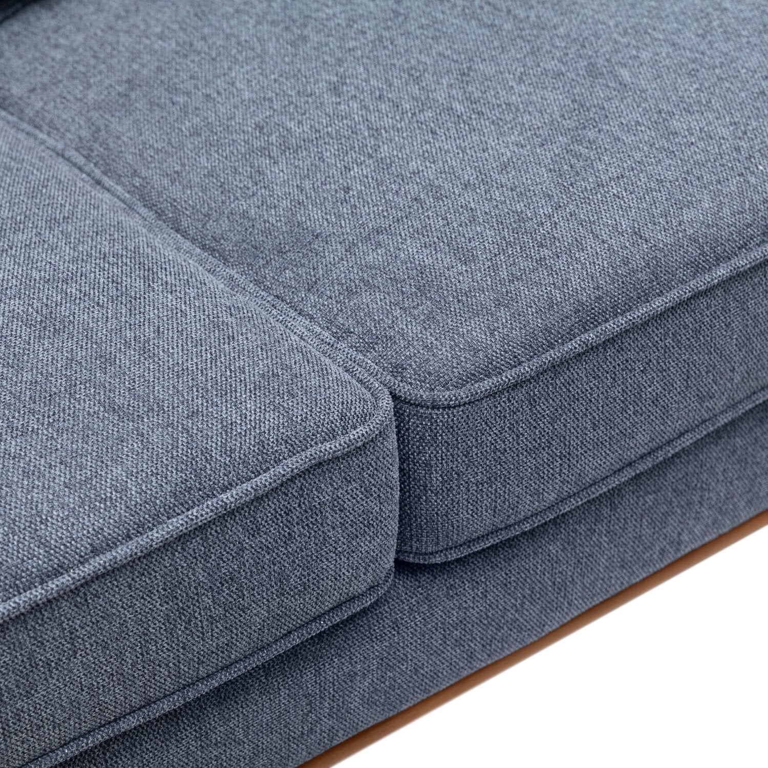 Kort & Co. Kassia 80" Linen-Look Fabric Condo Size Sofa with Wood Base and Legs - Blue | Sofa Kassia de Kort & Co. de 80 po de format condo en tissu d’apparence lin avec base et pattes en bois - bleu
