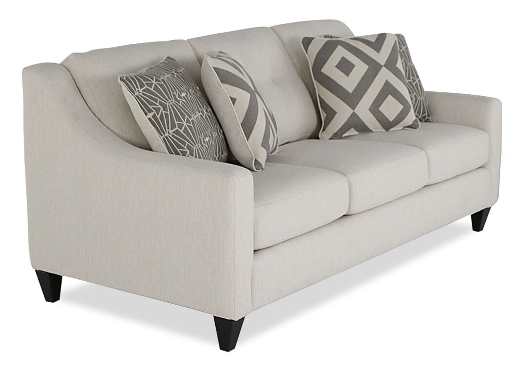 Made in Canada Cindy Crawford Home Kylie 78" Linen-Look Sofa with Wood Legs - Zeus Pearl | Sofa Kylie de Cindy Crawford Home de 78 po fabriqué au Canada en tissu d’apparence lin avec pattes en bois - perle Zeus