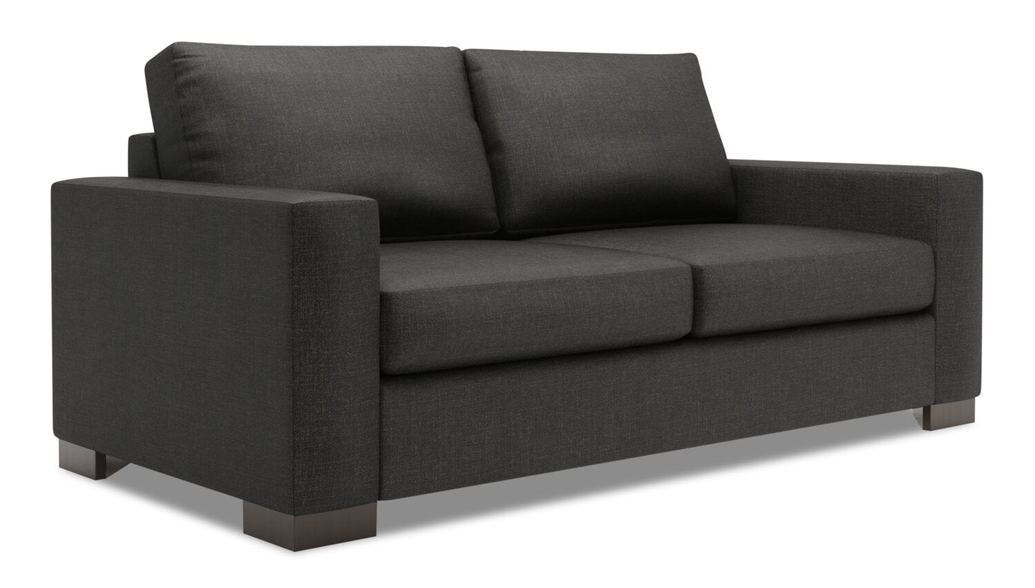 Made in Canada Customizable Sofa Lab Track 75" Linen-Look Fabric Condo Size Sofa with Track Arms - Luna Kohl Grey | Sofa Track de Sofa Lab de 75 po de format condo fabriqué au Canada en tissu d’apparence lin - gris Luna Kohl | TR092691