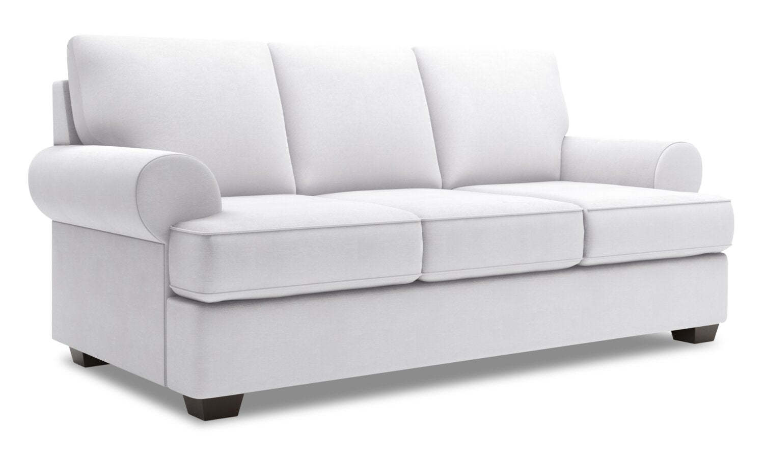 Made in Canada Customizable Sofa Lab Roll 86" Linen-Look Fabric Sofa with Rolled Arms - Pax Ice White | Sofa Roll de Sofa Lab de 86 po fabriqué au Canada en tissu d’apparence lin avec accoudoirs enroulés - blanc Pax Ice | RO103449