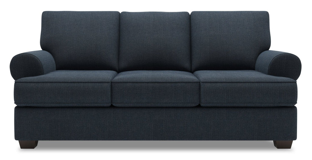 Made in Canada Customizable Sofa Lab Roll 86" Linen-Look Fabric Sofa with Rolled Arms - Luna Sailor Blue | Sofa Roll de Sofa Lab de 86 po fabriqué au Canada en tissu d’apparence lin avec accoudoirs enroulés - bleu Luna Sailor | RO102491