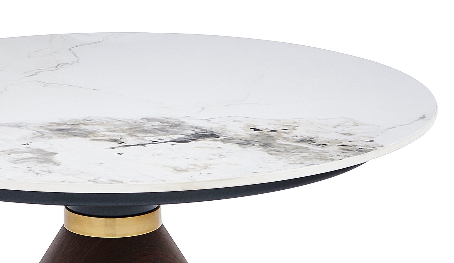 Alwin 31.5” Modern Round Coffee Table with White Sintered Stone Top - Brown | Table à café ronde moderne Alwin de 31,5 po avec dessus en pierre frittée blanche - brune