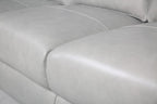 Cindy Crawford Home Royce 84" Genuine Leather Sofa with Removable Cushions and Wood Legs - Dove Grey | Sofa Royce de Cindy Crawford Home de 84 po en cuir véritable avec coussins amovibles et pattes en bois - gris tourterelle