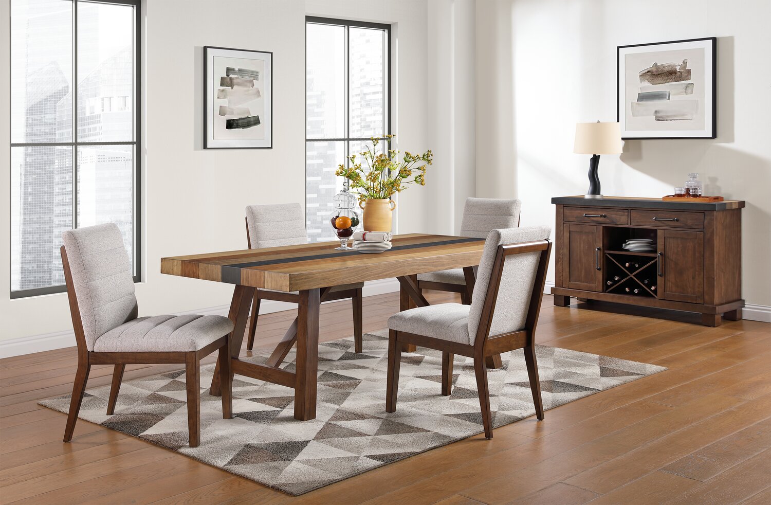 Boden Dining Table, 78"W, Trestle Base - Brown | Table de salle à manger Boden de 78 po (L) avec base à tréteaux - brune
