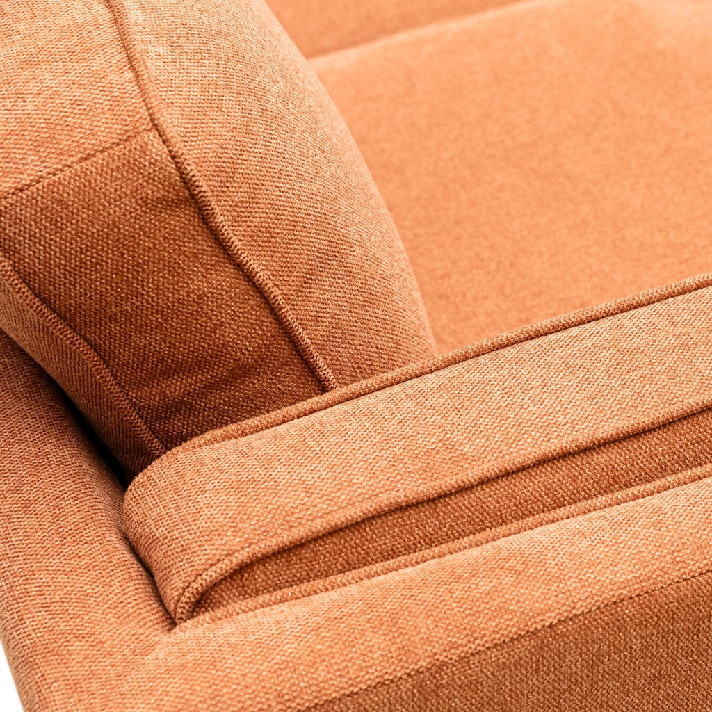Kort & Co. Kassia 80" Linen-Look Fabric Condo Size Sofa with Wood Base and Legs - Orange | Sofa Kassia de Kort & Co. de 80 po de format condo en tissu d’apparence lin avec base et pattes en bois - orange