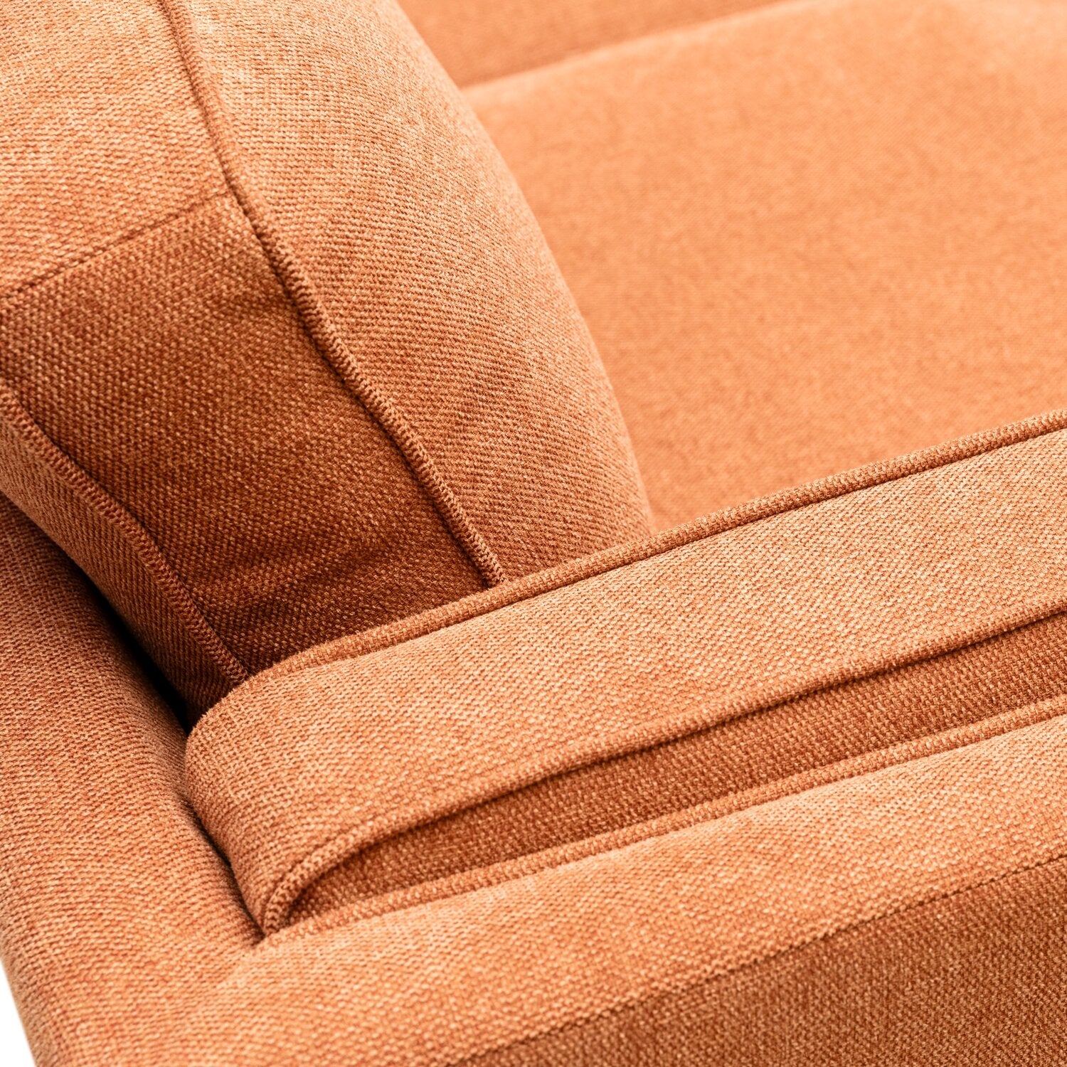 Kort & Co. Kassia 80" Linen-Look Fabric Condo Size Sofa with Wood Base and Legs - Orange | Sofa Kassia de Kort & Co. de 80 po de format condo en tissu d’apparence lin avec base et pattes en bois - orange
