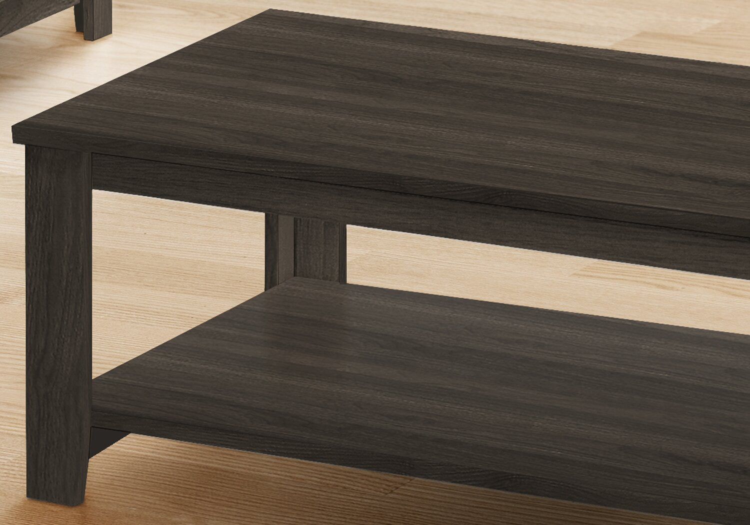 Lincoln 42" Traditional 3-Pack Coffee + 2 End Tables with Shelf - Black Brown |Ensemble 3 tables traditionnelles Lincoln de 42 po (table à café et 2 tables de bout) avec tablette - brun-noir
