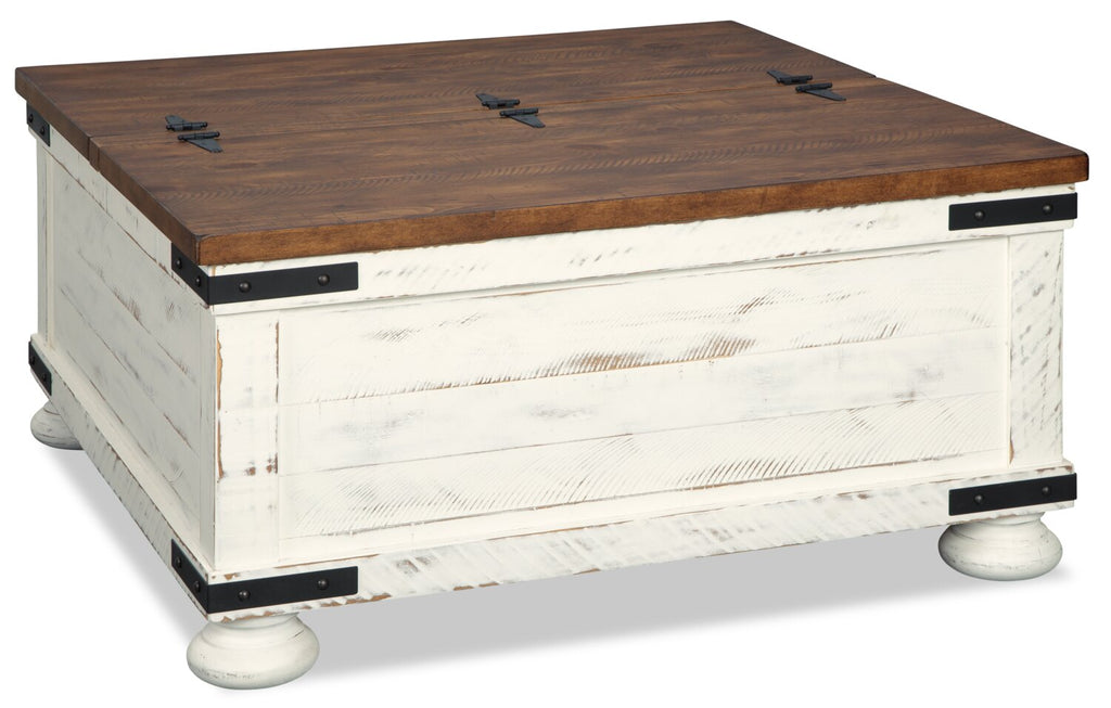 Benjy 36" Rustic Coffee Table Trunk with Storage - Two Tone Wood|Table à café coffre rustique Benjy de 36 po avec rangement - bois deux teintes