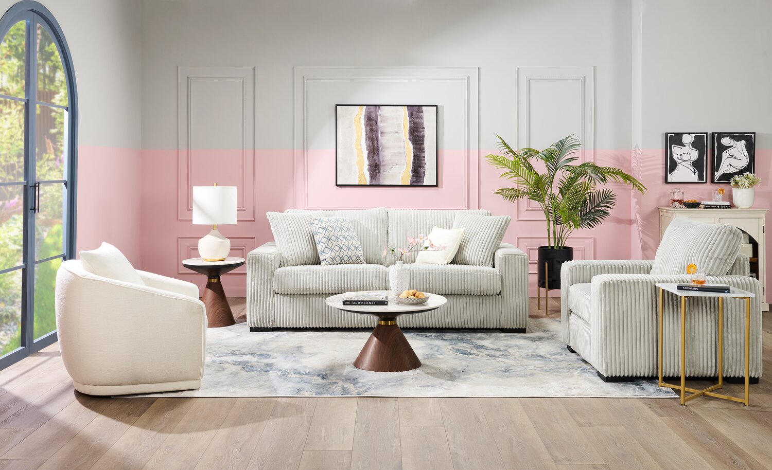 Willow 87" Light Grey Fabric Sofa with Track Arms and Reversible Seat and Back Cushions | Sofa Willow de 87 po en tissu gris clair avec accoudoirs rectilignes et coussins de siège et de dossier réversibles | WIL2GYSF