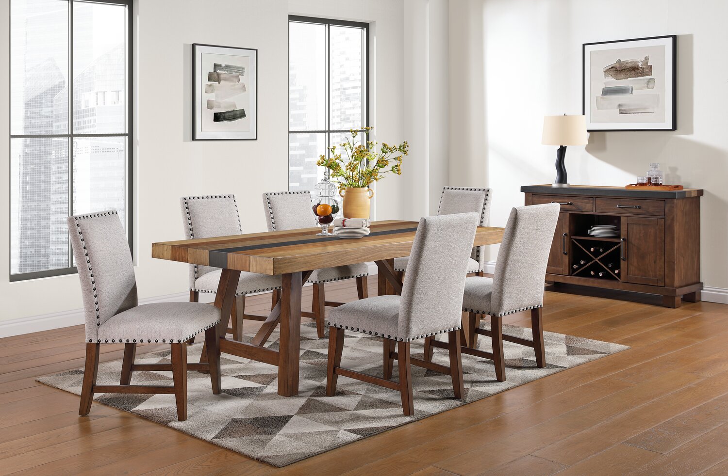 Boden Dining Table, 78"W, Trestle Base - Brown | Table de salle à manger Boden de 78 po (L) avec base à tréteaux - brune