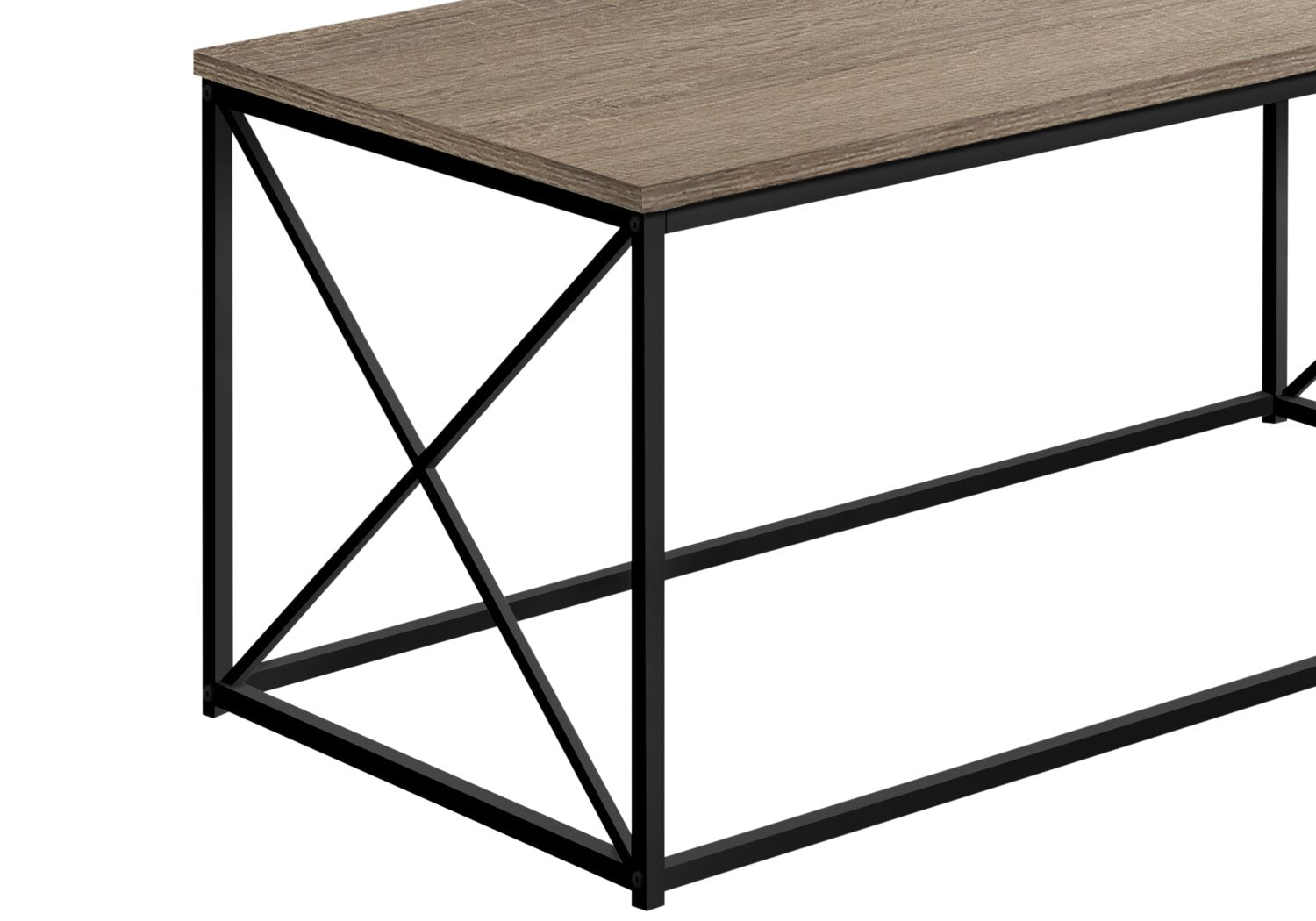 Millie 40.5" Modern Coffee Table - Taupe with Black Metal Base|Table à café moderne Millie de 40,5 po - taupe avec base en métal noir