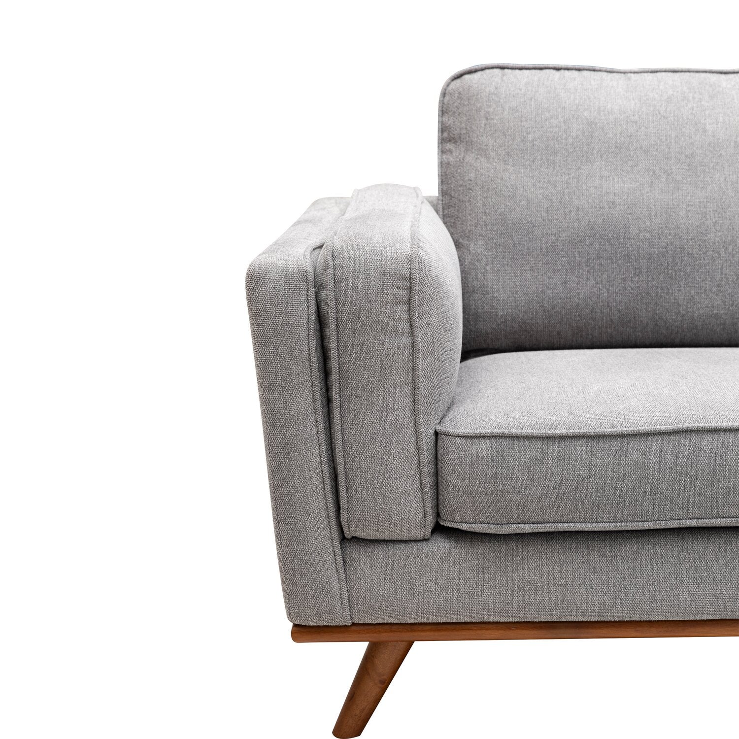 Kort & Co. Kassia 80" Linen-Look Fabric Condo Size Sofa with Wood Base and Legs - Grey | Sofa Kassia de Kort & Co. de 80 po de format condo en tissu d’apparence lin avec base et pattes en bois - gris