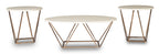 Tarica 47" Modern Oval 3-Pack Coffee + 2 End Tables - Cream and Gold with Metal Legs|Ensemble 3 tables ovales modernes Tarica de 47 po (table à café et 2 tables de bout) - crème et doré avec pattes en métal