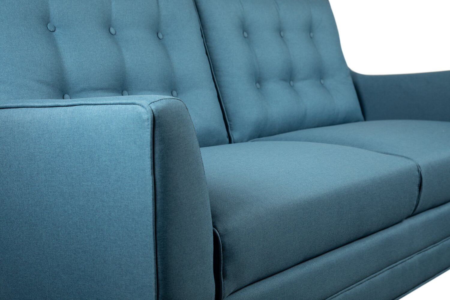 Novalee 75.5" Linen-Look Sofa with Flared Arms and Button Tufting - Blue | Sofa Novalee de 75,5 po en tissu d’apparence lin avec accoudoirs évasés et capitonnage à boutons - bleu