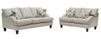 Made in Canada Nofia 80" Chenille Fabric Sofa with Two Accent Pillows and Wood Legs - Linen Beige | Sofa Nofia de 80 po fabriqué au Canada en tissu de chenille avec 2 coussins décoratifs et pattes en bois - beige lin