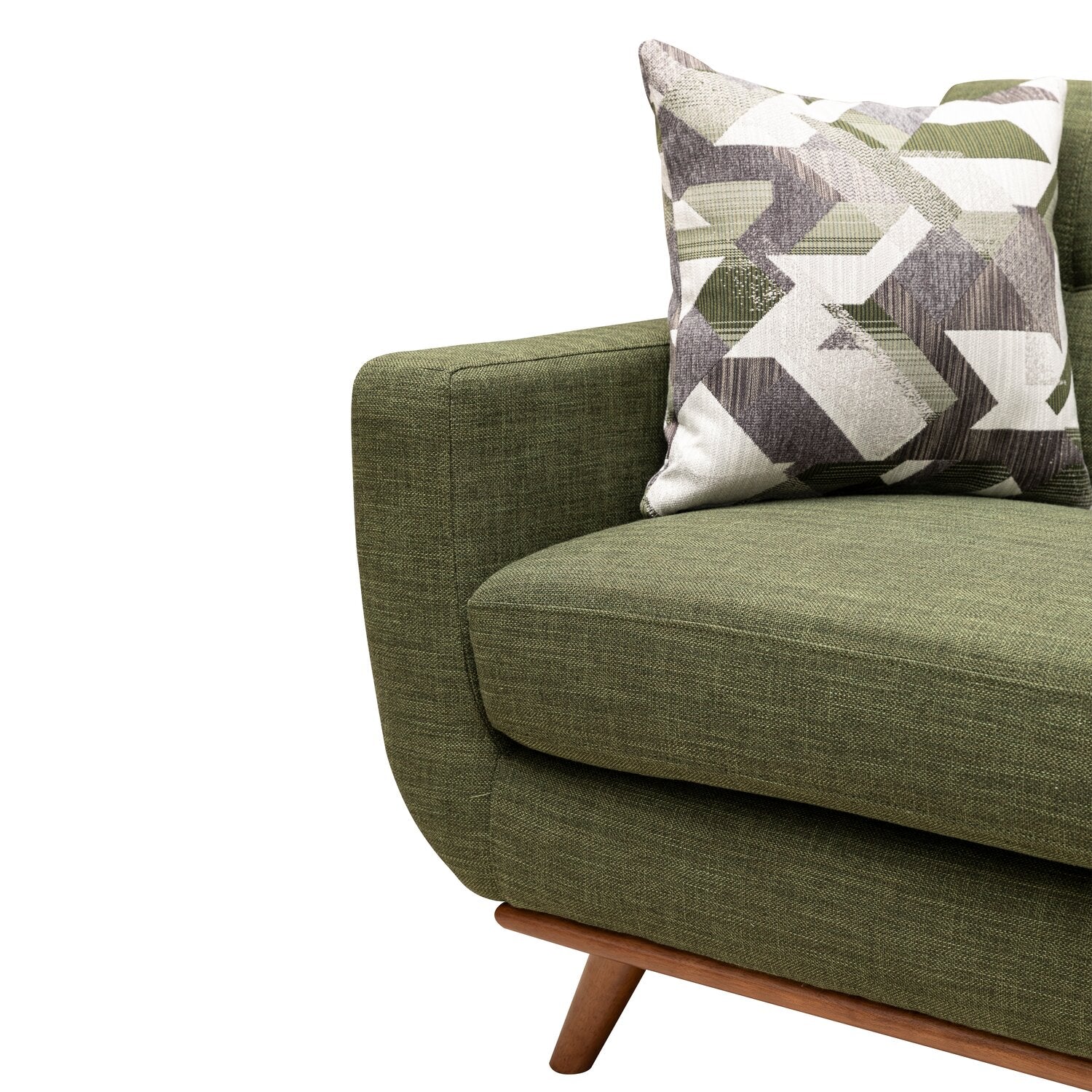 Kort & Co. Freeman 80” Linen-Look Fabric Condo Size Sofa with Wood Legs - Avocado Green | Sofa Freeman de Kort & Co. de 80 po de format condo en tissu d’apparence lin avec base et pattes en bois - vert avocat