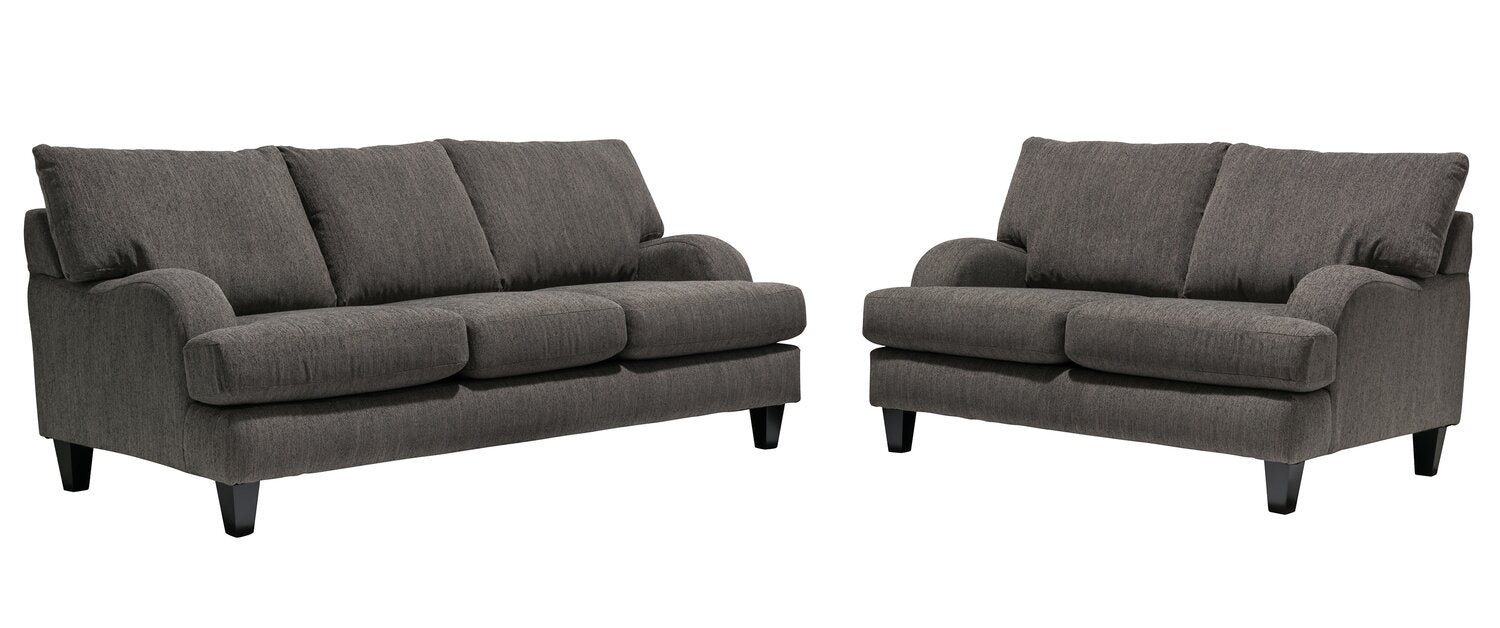 Made in Canada Nofia 80" Chenille Fabric Sofa with Two Accent Pillows and Wood Legs - Charcoal Grey | Sofa Nofia de 80 po fabriqué au Canada en tissu de chenille avec 2 coussins décoratifs et pattes en bois - gris anthracite