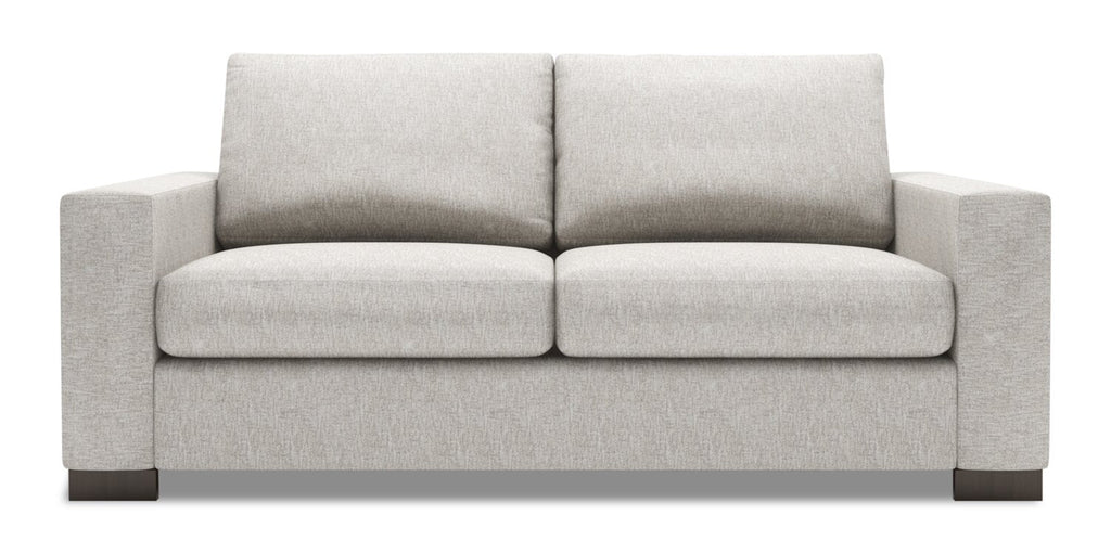 Made in Canada Customizable Sofa Lab Track 75" Chenille Fabric Condo Size Sofa with Track Arms - Luxury Silver | Sofa Track de Sofa Lab de 75 po de format condo fabriqué au Canada en tissu de chenille - argenté Luxury Silver | TR092793