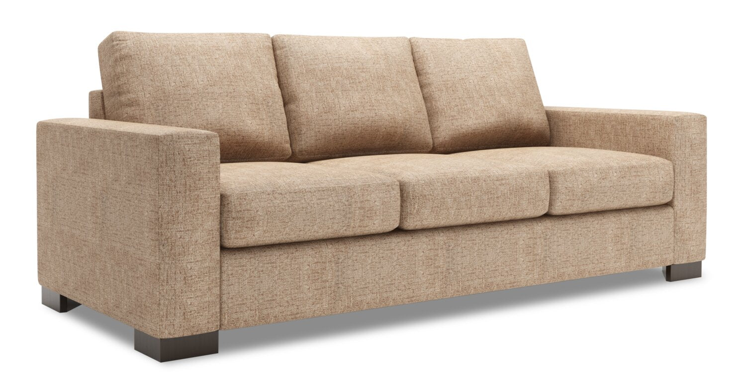 Made in Canada Customizable Sofa Lab Track 85" Chenille Fabric Sofa with Track Arms - Luxury Taupe | Sofa Track de Sofa Lab de 85 po fabriqué au Canada en tissu de chenille avec accoudoirs rectilignes - taupe Luxury Taupe | TR102893