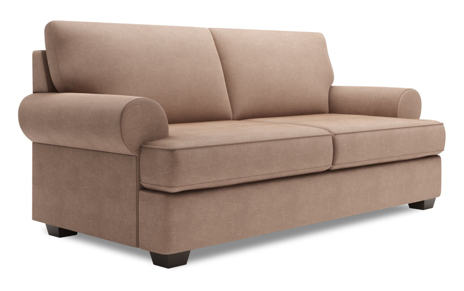 Made in Canada Customizable Sofa Lab Roll 76" Linen-Look Fabric Condo Size Sofa with Rolled Arms - Pax Wicker Brown | Sofa Roll de Sofa Lab de 76 po de format condo fabriqué au Canada en tissu d’apparence lin - brun Pax Wicker | RO093349