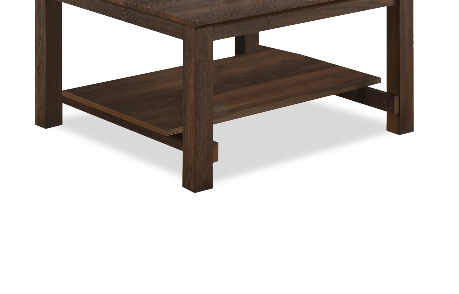 Jordi 31.5" Traditional Coffee Table with Shelf - Brown Walnut Finish Wood|Table à café traditionnelle Jordi de 31,5 po avec tablette - bois au fini noyer brun