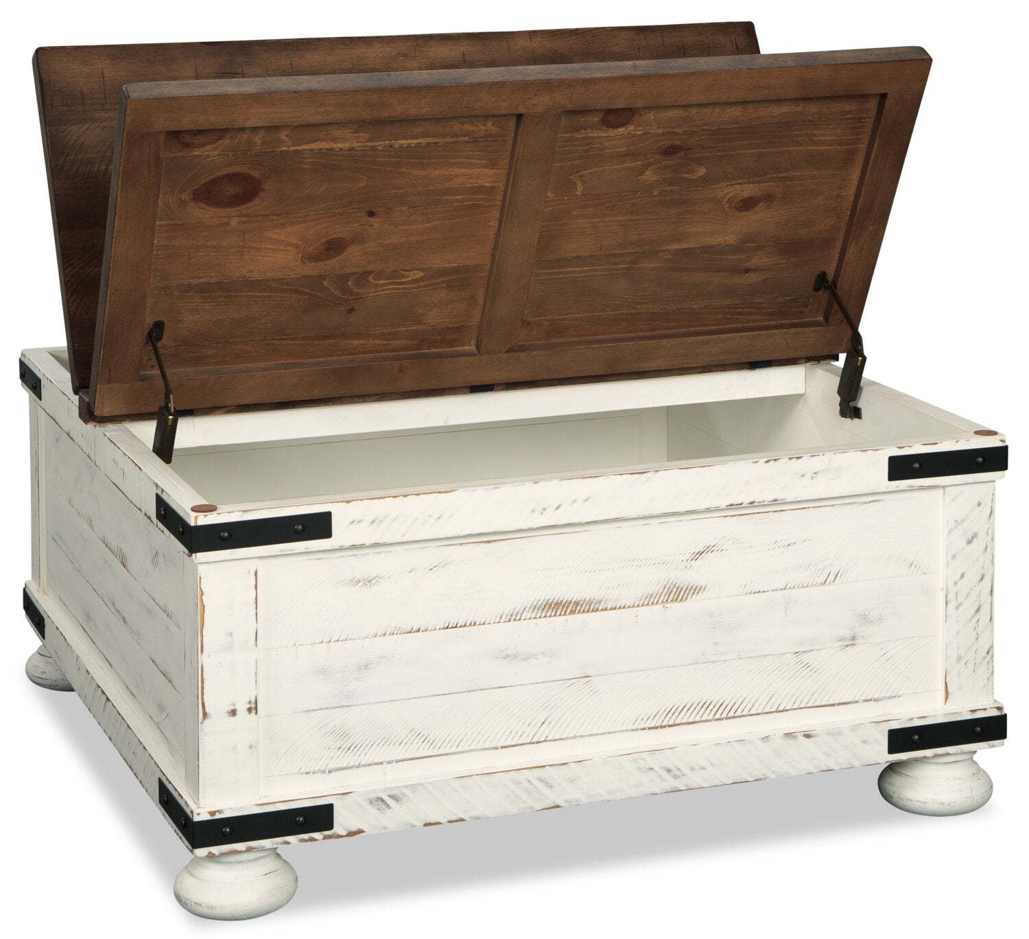 Benjy 36" Rustic Coffee Table Trunk with Storage - Two Tone Wood|Table à café coffre rustique Benjy de 36 po avec rangement - bois deux teintes