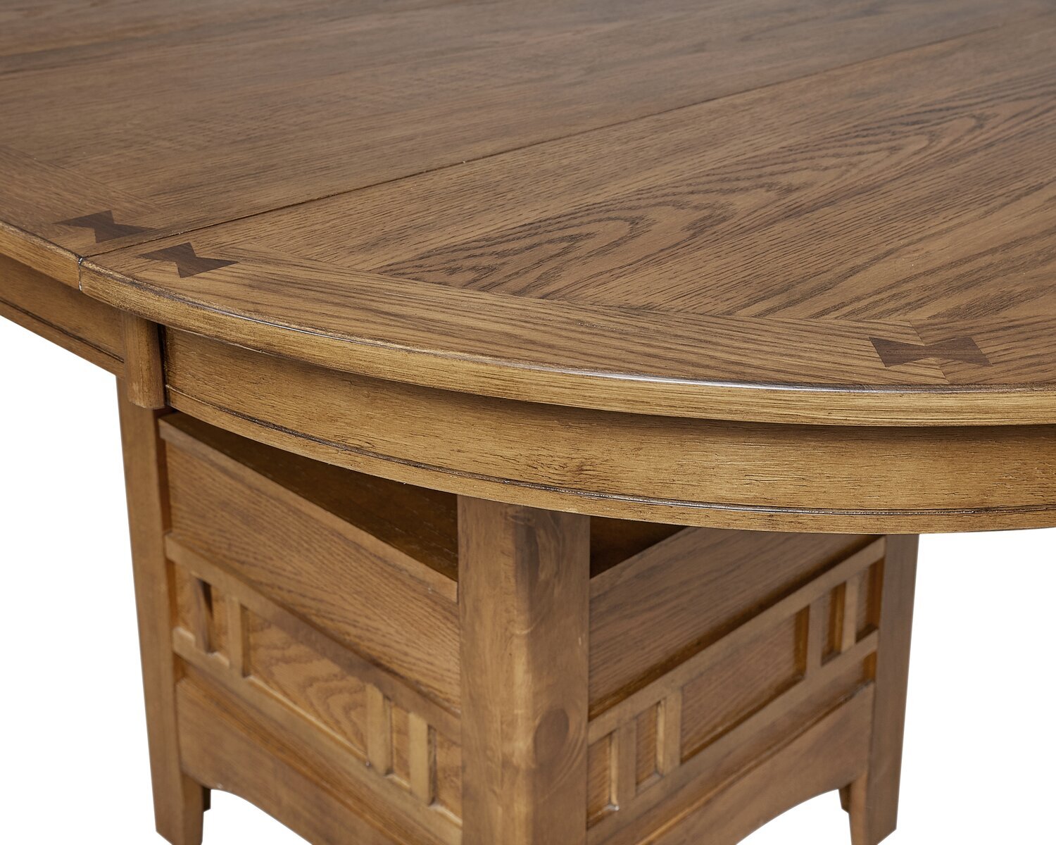 Dena Dining Table with 42-60"W Extension, Round  - Oak Brown | Table de salle à manger ronde Dena de 42 po à 60 po (L) avec rallonge - chêne brun