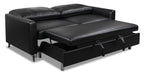 Wilson 77.5" Leather-Look Fabric Sleeper Sofa with Drop-Down Back Cushions and Metal Legs - Black | Sofa-lit Wilson de 77,5 po en tissu d’apparence cuir avec coussins de dossier rabattables et pattes en métal - noir