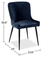 Lexi Dining Chair with Velvet-Look Fabric, Metal - Blue | Chaise de salle à manger Lexi en tissu d’apparence velours et en métal - bleue