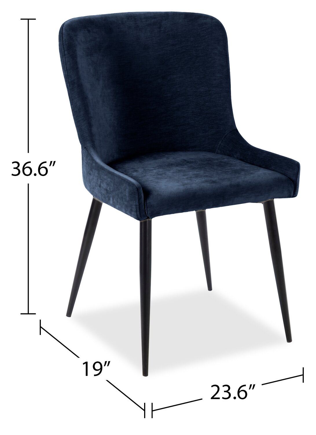 Lexi Dining Chair with Velvet-Look Fabric, Metal - Blue | Chaise de salle à manger Lexi en tissu d’apparence velours et en métal - bleue