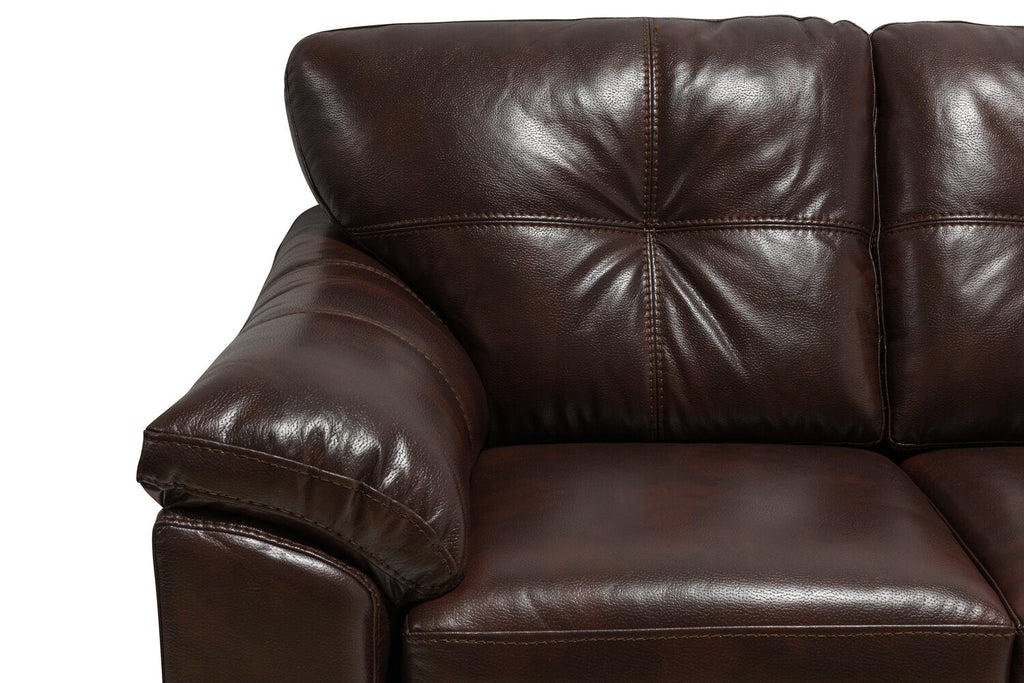 Made in Canada Addison 86" Leather-Look Fabric Sofa with Removable Seat Cushion and Tufting - Brown | Sofa Addison de 86 po fabriqué au Canada en tissu d’apparence cuir avec coussin de siège amovible et capitonnage - brun