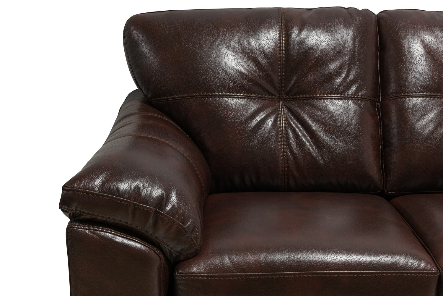 Made in Canada Addison 86" Leather-Look Fabric Sofa with Removable Seat Cushion and Tufting - Brown | Sofa Addison de 86 po fabriqué au Canada en tissu d’apparence cuir avec coussin de siège amovible et capitonnage - brun