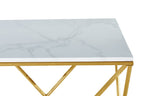 Amanda 31.5" Modern Square Coffee Table - White Marble Top with Gold Metal Base | Table à café carrée moderne Amanda de 31,5 po - dessus en marbre blanc avec base en métal doré