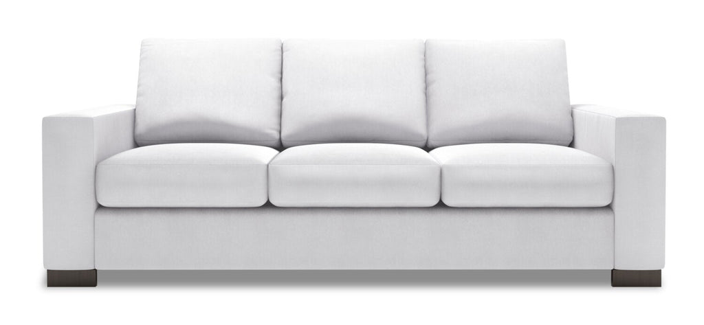 Made in Canada Customizable Sofa Lab Track 85" Linen-Look Fabric Sofa with Track Arms - Pax Ice White | Sofa Track de Sofa Lab de 85 po fabriqué au Canada en tissu d’apparence lin avec accoudoirs rectilignes - blanc Pax Ice | TR103449