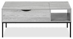 Bence 42" Modern Lift Top Coffee Table with Storage - Taupe with Black Metal Legs|Table à café moderne Bence de 42 po avec dessus relevable et rangement - taupe avec pattes en métal noir