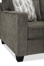 Made in Canada Lennox 83" Chenille Fabric Sofa with Reversible Cushions and Accent Pillows - Grey | Sofa Lennox de 83 po fabriqué au Canada en tissu de chenille avec coussins réversibles et coussins décoratifs - gris